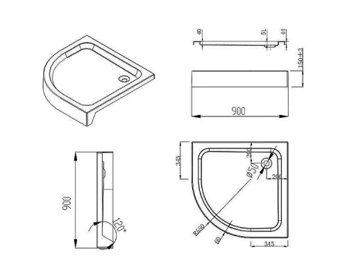 Душевой уголок Esbano ESD-7015B 90x90 ESUGD7015B профиль Черный матовый стекло прозрачное