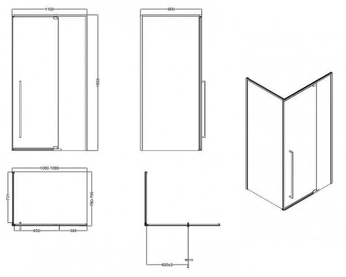 Душевой уголок Esbano 110х90 ESOGA119PSGM профиль Оружейная сталь стекло прозрачное