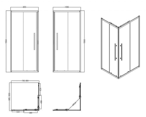 Душевой уголок Esbano Flex 100х80 ESOG-80D1-100D2-C профиль Хром стекло прозрачное