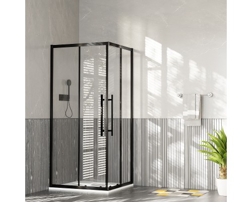 Душевой уголок Esbano Flex 100х90 ESOG-90D1-100D2-B профиль Черный матовый стекло прозрачное