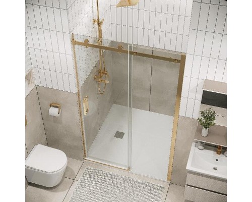 Душевая дверь Grossman Classic 150 100.K33.04.150.32.00 профиль Золото сатин стекло прозрачное