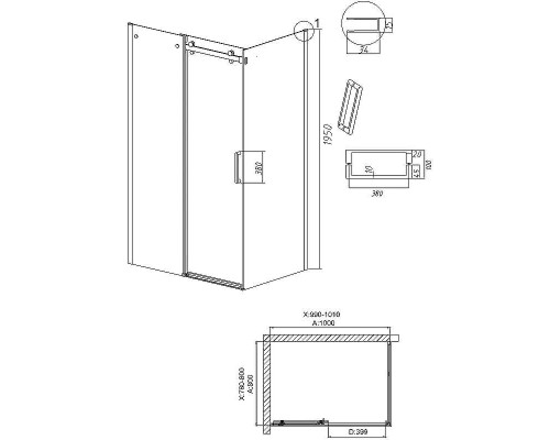 Душевой уголок Grossman Classic 100х80 120.K33.04.1080.32.00 профиль Золото сатин стекло прозрачное