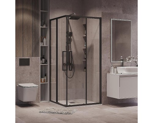 Душевой уголок Grossman Cosmo 90х90 300.K33.02.9090.21.00 профиль Черный матовый стекло прозрачное