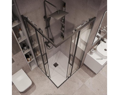 Душевой уголок Grossman Cosmo 90х90 300.K33.02.9090.21.00 профиль Черный матовый стекло прозрачное