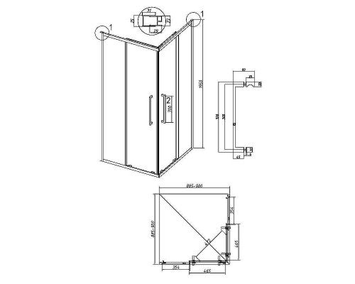 Душевой уголок Grossman Cosmo 90х90 300.K33.02.9090.21.00 профиль Черный матовый стекло прозрачное