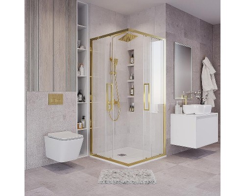 Душевой уголок Grossman Cosmo 80х80 300.K33.02.8080.32.00 профиль Золото сатин стекло прозрачное