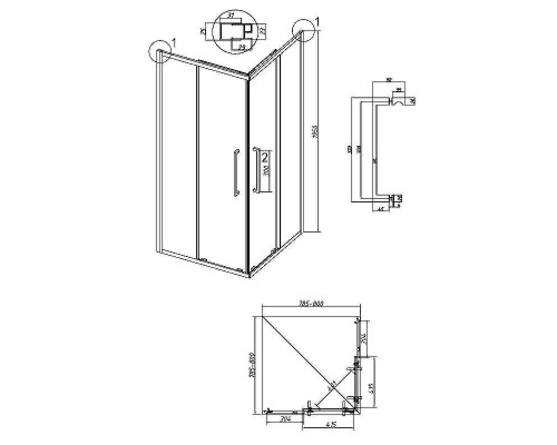 Душевой уголок Grossman Cosmo 80х80 300.K33.02.8080.32.00 профиль Золото сатин стекло прозрачное