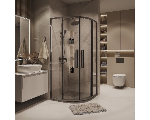 Душевой уголок Grossman Cosmo 100х100 301.K33.02.1010.42.00 профиль Графит сатин стекло прозрачное