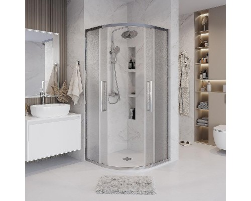 Душевой уголок Grossman Cosmo 90х90 301.K33.02.9090.10.02 профиль Хром стекло шиншилла