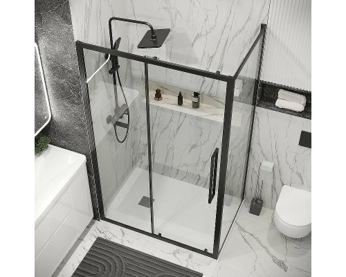 Душевая стенка Grossman Cosmo 80 200.K33.02.80.21.00 профиль Черный матовый стекло прозрачное