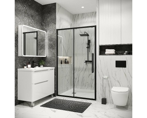 Душевая дверь Grossman Cosmo 140 100.K33.02.140.21.00 профиль Черный матовый стекло прозрачное