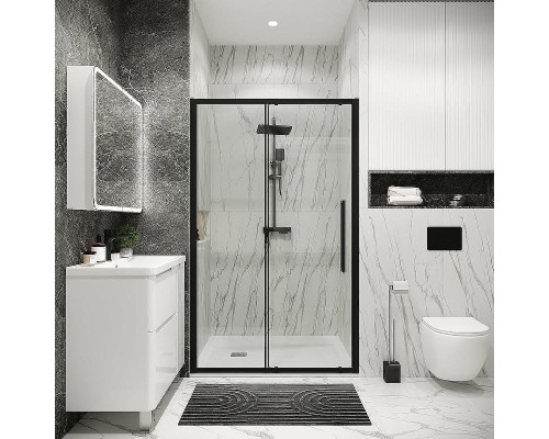 Душевая дверь Grossman Cosmo 140 100.K33.02.140.21.00 профиль Черный матовый стекло прозрачное