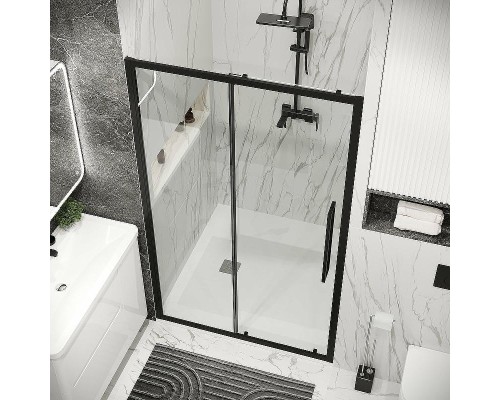 Душевая дверь Grossman Cosmo 140 100.K33.02.140.21.00 профиль Черный матовый стекло прозрачное