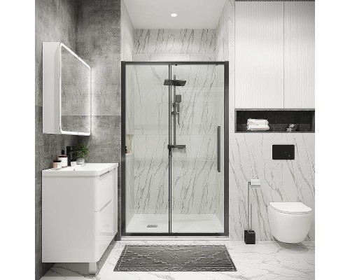 Душевая дверь Grossman Cosmo 140 100.K33.02.140.42.00 профиль Графит сатин стекло прозрачное