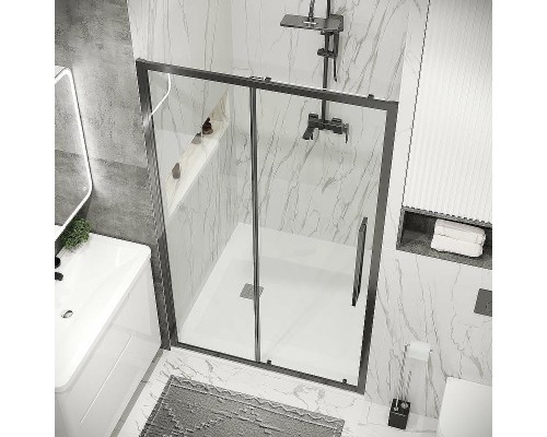 Душевая дверь Grossman Cosmo 140 100.K33.02.140.42.00 профиль Графит сатин стекло прозрачное