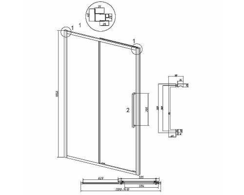 Душевая дверь Grossman Cosmo 140 100.K33.02.140.42.00 профиль Графит сатин стекло прозрачное