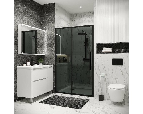 Душевая дверь Grossman Cosmo 130 100.K33.02.130.21.10 профиль Черный матовый стекло тонированное