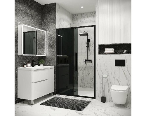 Душевая дверь Grossman Cosmo 130 100.K33.02.130.21.10 профиль Черный матовый стекло тонированное