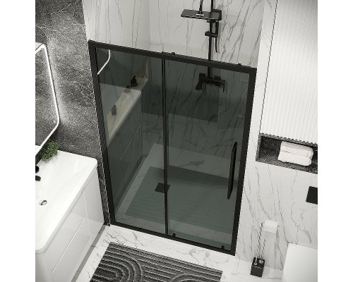 Душевая дверь Grossman Cosmo 130 100.K33.02.130.21.10 профиль Черный матовый стекло тонированное