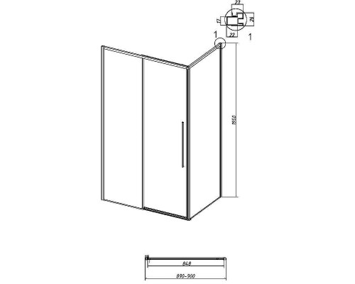 Душевая стенка Grossman Galaxy 90 200.K33.01.90.42.00 профиль Графит сатин стекло прозрачное
