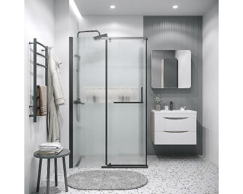 Душевой уголок Grossman Pragma 120х90 120.K33.03.1290.21.02 профиль Черный матовый стекло шиншилла