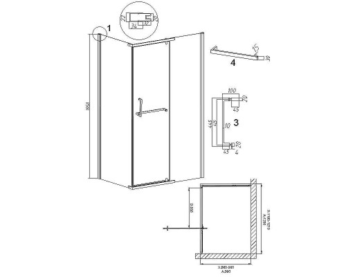 Душевой уголок Grossman Pragma 120х90 120.K33.03.1290.21.02 профиль Черный матовый стекло шиншилла