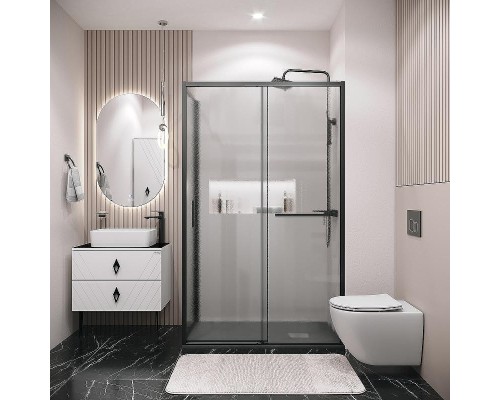 Душевой уголок Grossman Style 120х70 120.K33.05.1270.21.02 профиль Черный матовый стекло шиншилла