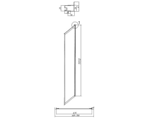 Душевая стенка Grossman Style 70 200.K33.05.70.10.02 профиль Хром стекло шиншилла