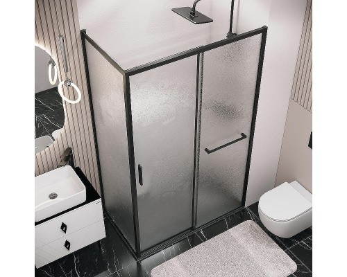 Душевая стенка Grossman Style 80 200.K33.05.80.21.02 профиль Черный матовый стекло шиншилла
