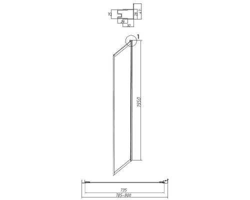 Душевая стенка Grossman Style 80 200.K33.05.80.21.02 профиль Черный матовый стекло шиншилла