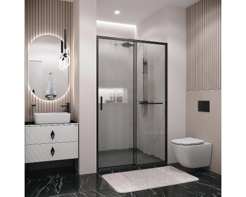 Душевая дверь Grossman Style 110 100.K33.05.110.21.02 профиль Черный матовый стекло шиншилла