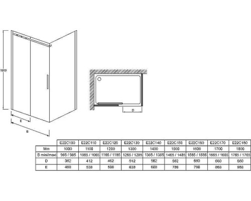 Душевая дверь Jacob Delafon Contra 120 E22C120-GA профиль Хром стекло прозрачное