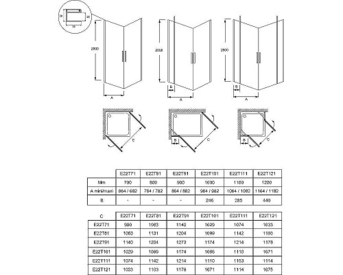 Душевая дверь Jacob Delafon Contra 100 E22T101-GA профиль Хром стекло прозрачное