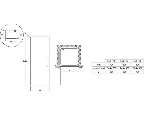 Душевая дверь Jacob Delafon Contra 80 E22T80-GA профиль Хром стекло прозрачное