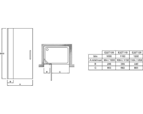 Душевая дверь Jacob Delafon Contra 100 E22T100-GA профиль Хром стекло прозрачное