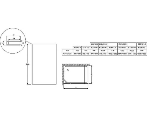 Душевая перегородка Jacob Delafon Contra Walk In 120 E22W120-BLV профиль Черный стекло Серое