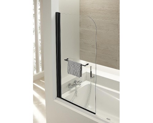 Шторка на ванну Jacob Delafon Odeon Up 80x145 E4932-BL профиль Черный матовый стекло прозрачное