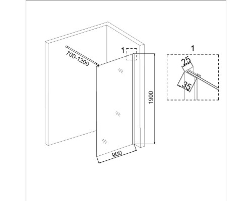 Душевая перегородка Niagara Eco 90 NG-531-90 профиль Хром стекло прозрачное