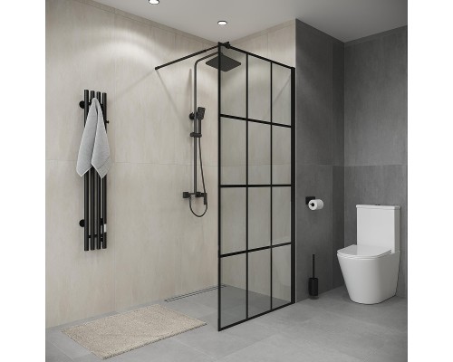 Душевая перегородка Niagara Eco 90 NG-552-90BLACK профиль Черный матовый стекло прозрачное