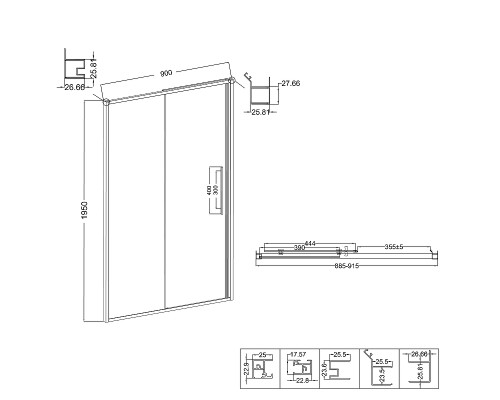 Душевая дверь Niagara Nova 90 NG-34-9AGR профиль Графит матовый стекло прозрачное