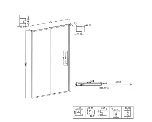 Душевая дверь Niagara Nova 110 L NG-34-L11CHGR профиль Графит матовый стекло шиншилла