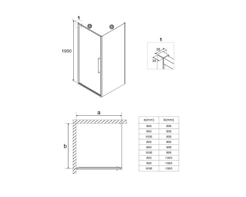 Душевой уголок Niagara Nova 90х100 NG-35-9AGR-A100GR-34 профиль Графит матовый стекло прозрачное