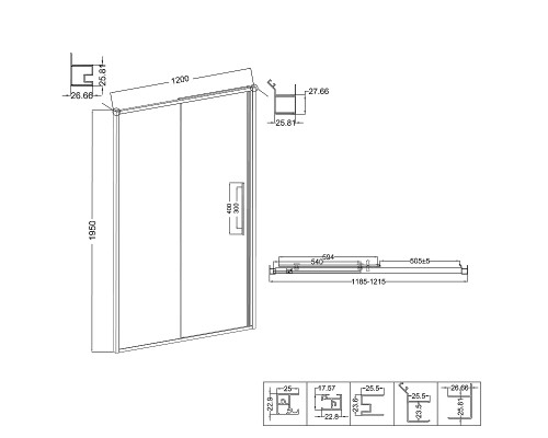 Душевая дверь Niagara Nova 120 NG-44-12ASG профиль Золото брашированное стекло прозрачное