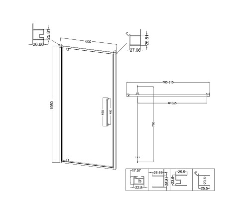 Душевая дверь Niagara Nova 80 NG-45-8ASG профиль Золото брашированное стекло прозрачное