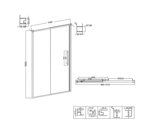 Душевая дверь Niagara Nova 100 L NG-84-L10FHB профиль Черный матовый стекло рифленое