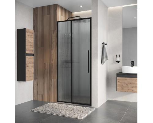 Душевая дверь Niagara Nova 90 L NG-84-L9FHB профиль Черный матовый стекло рифленое