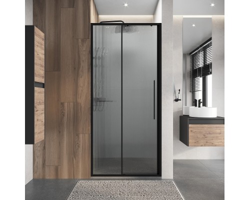 Душевая дверь Niagara Nova 90 L NG-84-L9FHB профиль Черный матовый стекло рифленое