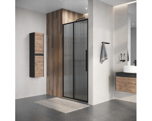Душевая дверь Niagara Nova 90 L NG-84-L9FHB профиль Черный матовый стекло рифленое