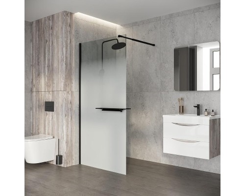 Душевая перегородка Niagara Nova 100 NG-582-10BLACK профиль Черный матовый стекло Белый градиент