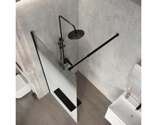 Душевая перегородка Niagara Nova 100 NG-582-10BLACK профиль Черный матовый стекло Белый градиент